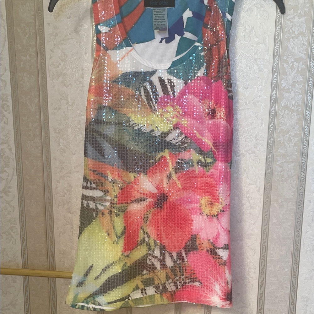 Colorful Sequin Floral Tank Top